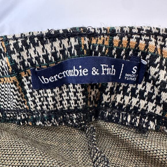 Abercrombie & Fitch High Rise Pull On Plaid Flare Pants | Black Tan | SZ S - Picture 8 of 10